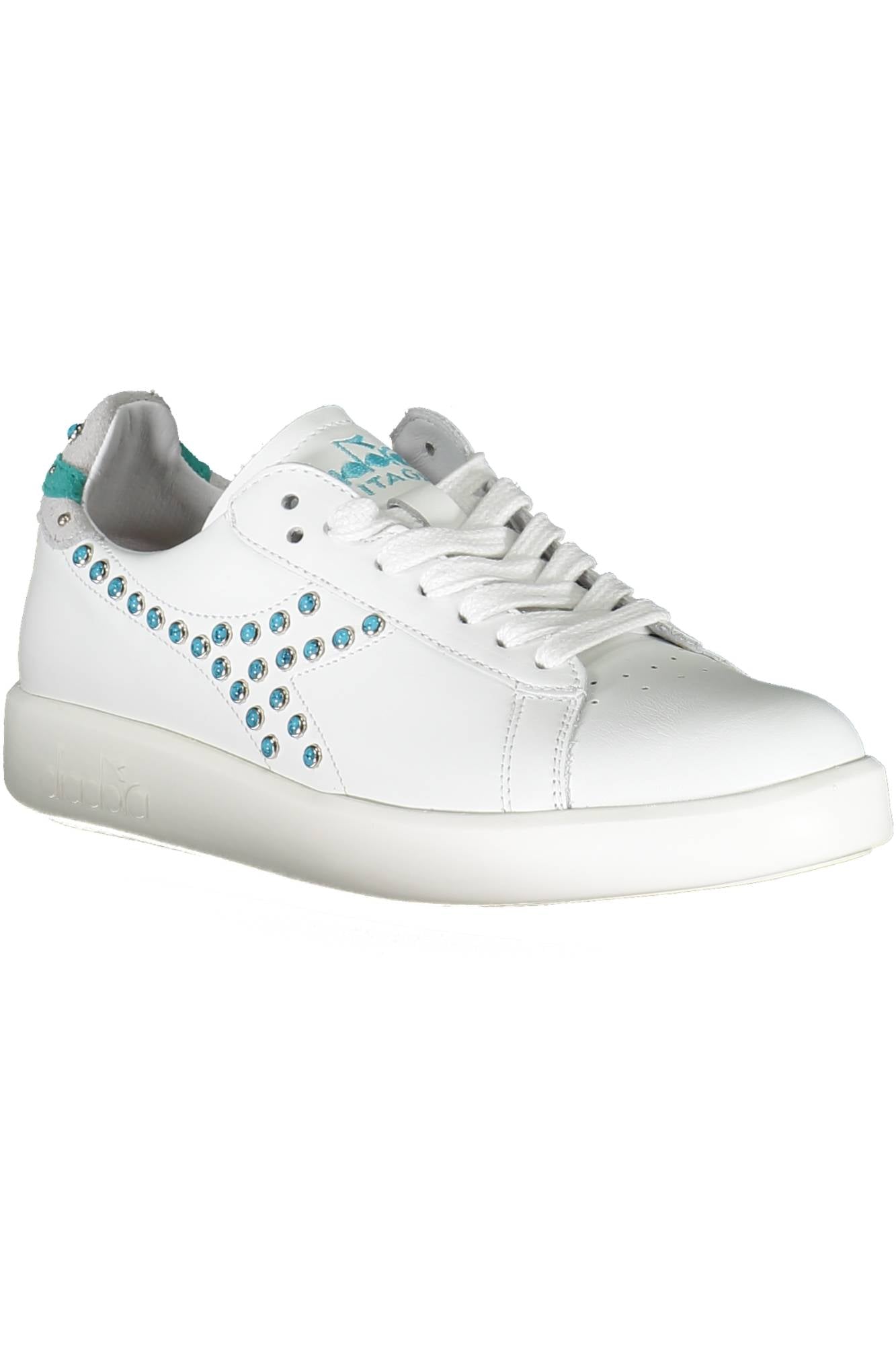 White woman sports shoes