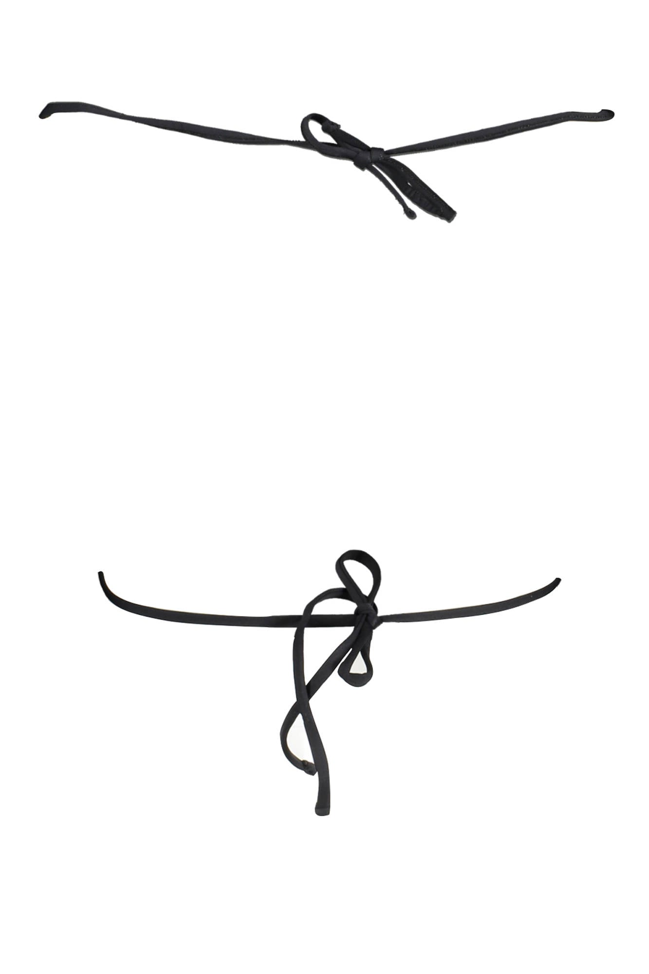 Swimsuit parts above woman black