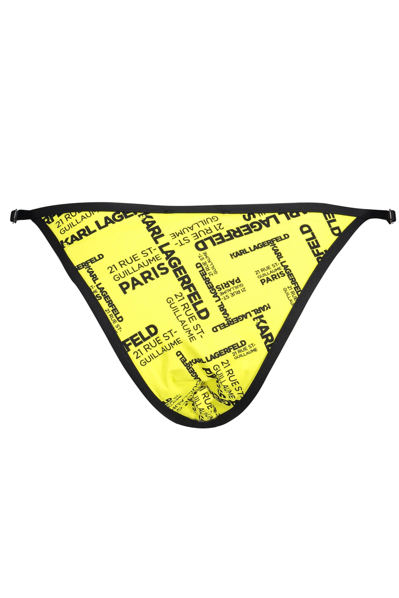 Swimsuit parts under yellow woman