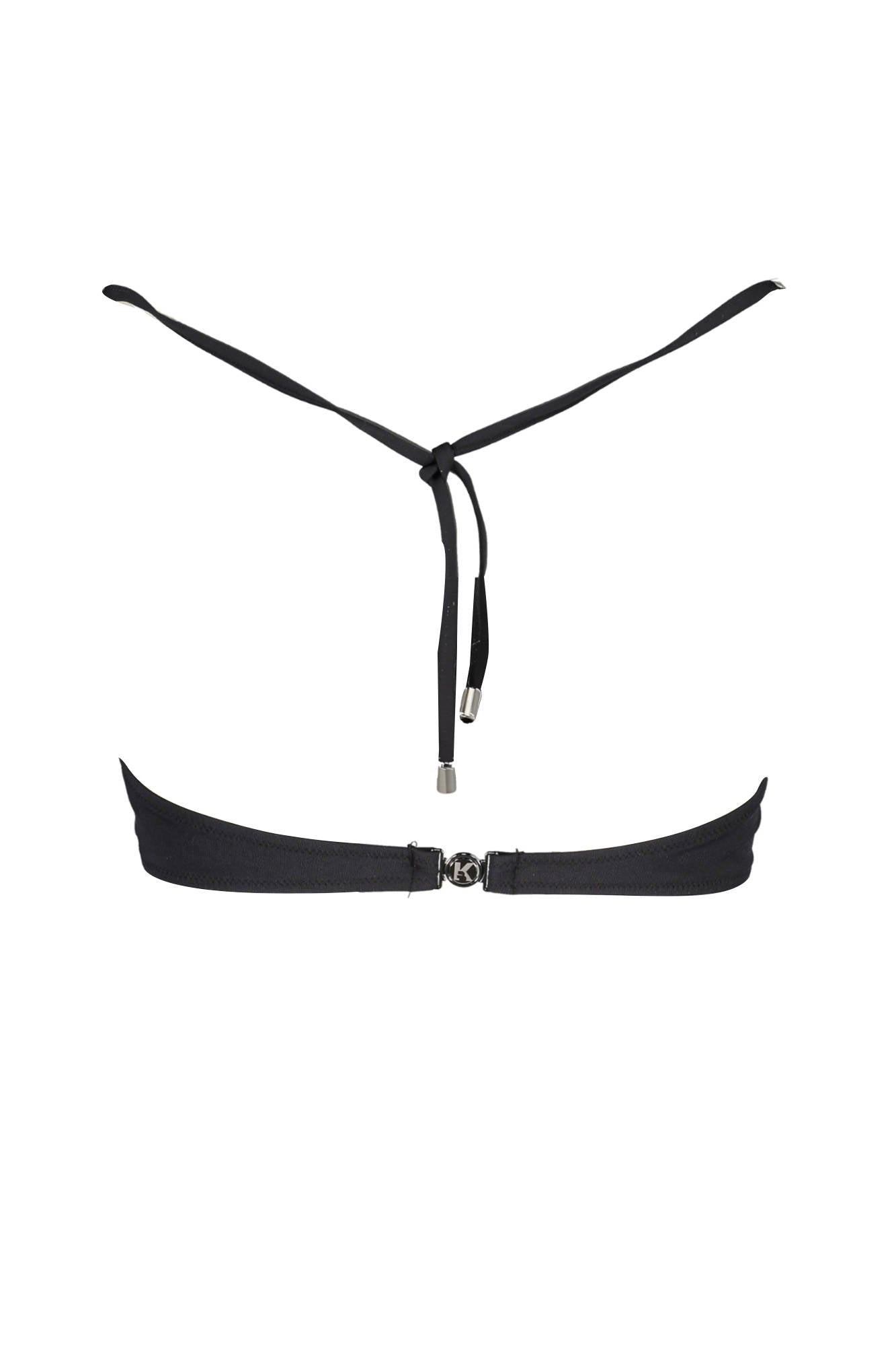 Swimsuit parts above woman black