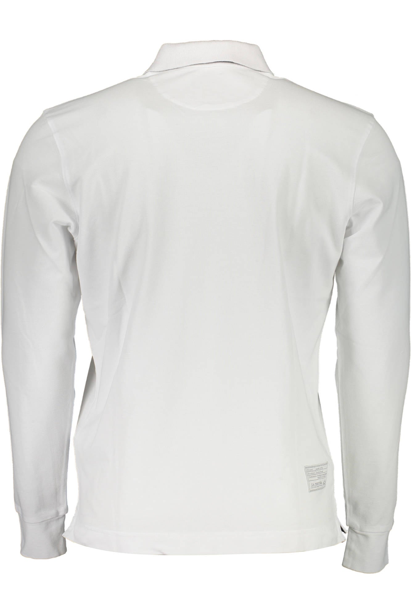 Men's white long sleeve polo shirt