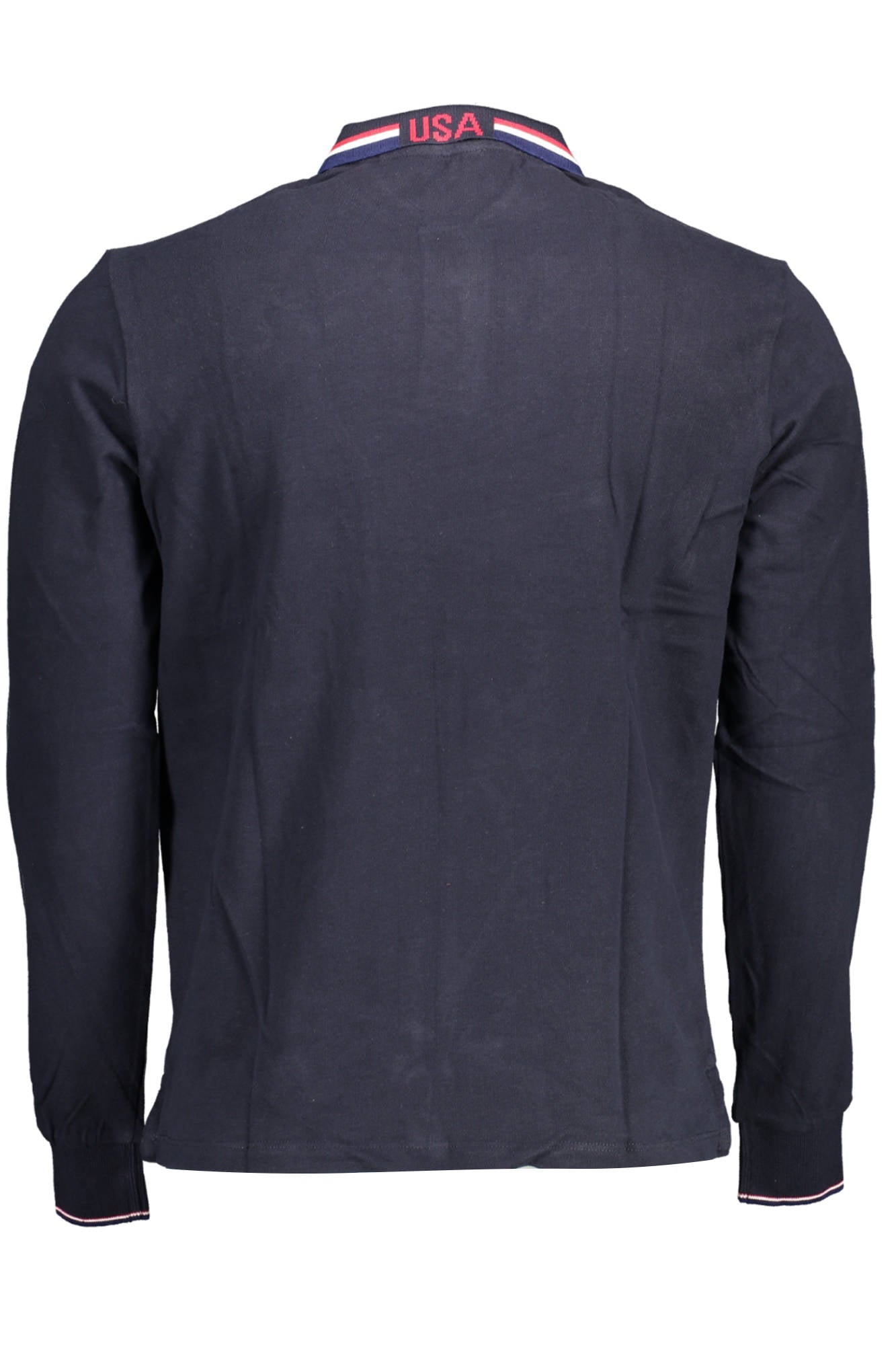 Blue men's long sleeved polo shirt