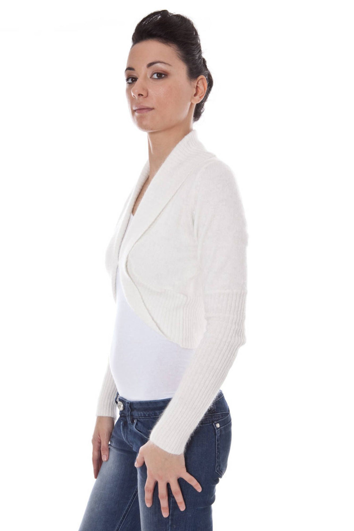 Shrug long sleeve woman white