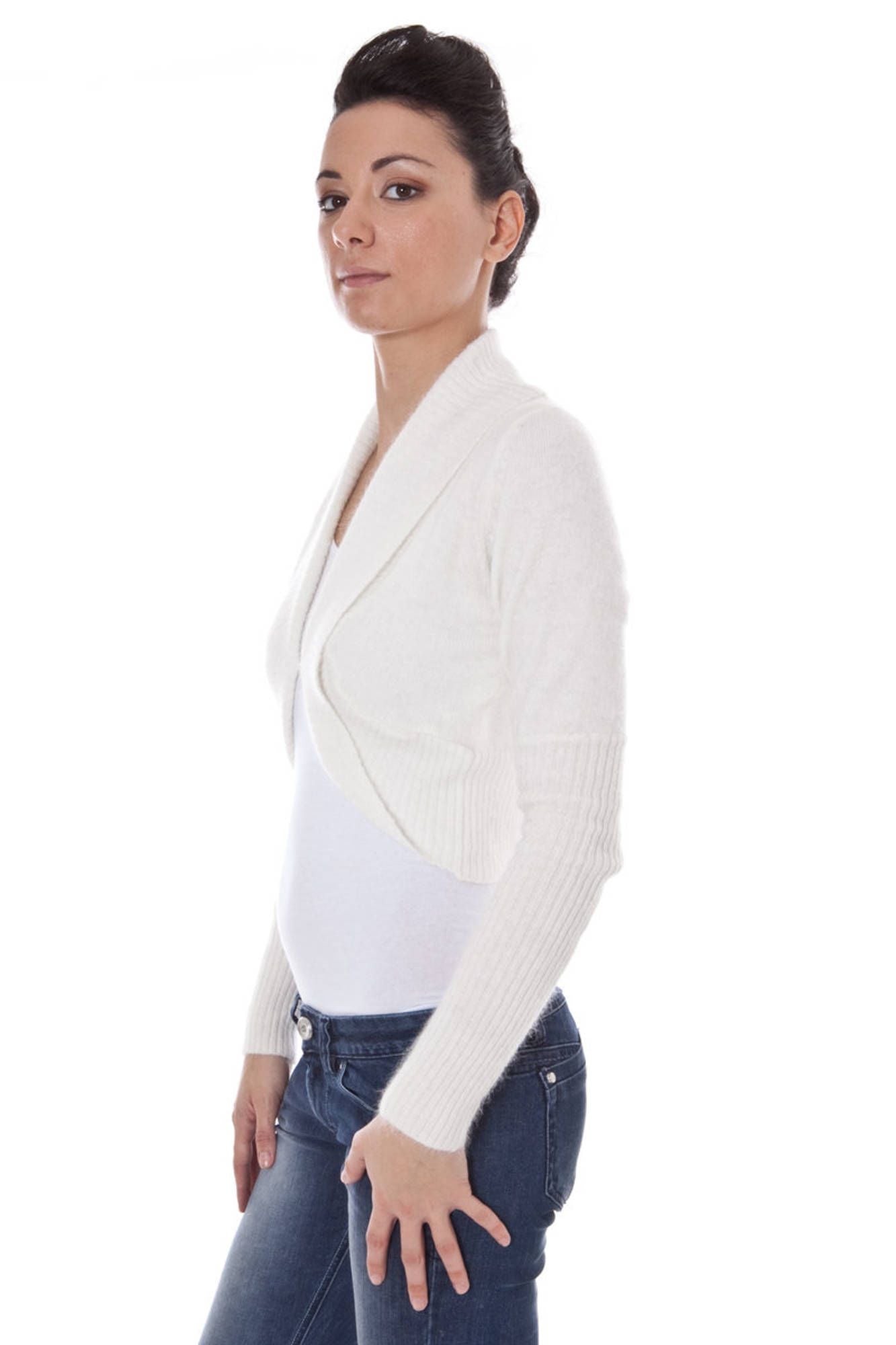 Shrug long sleeve woman white