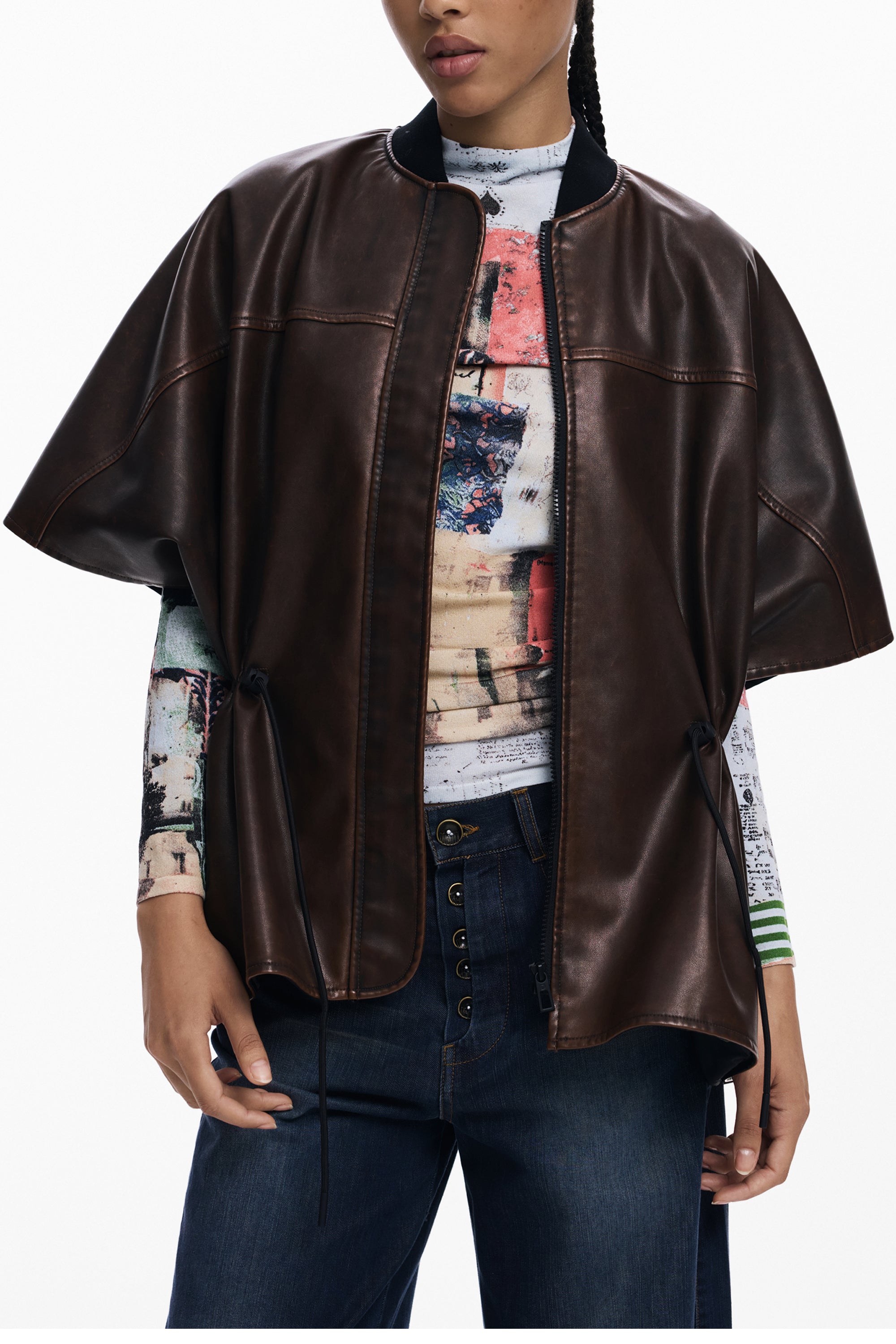 DESIGUAL DESIGUAL WOMEN'S BROWN PONCHO - Marrone