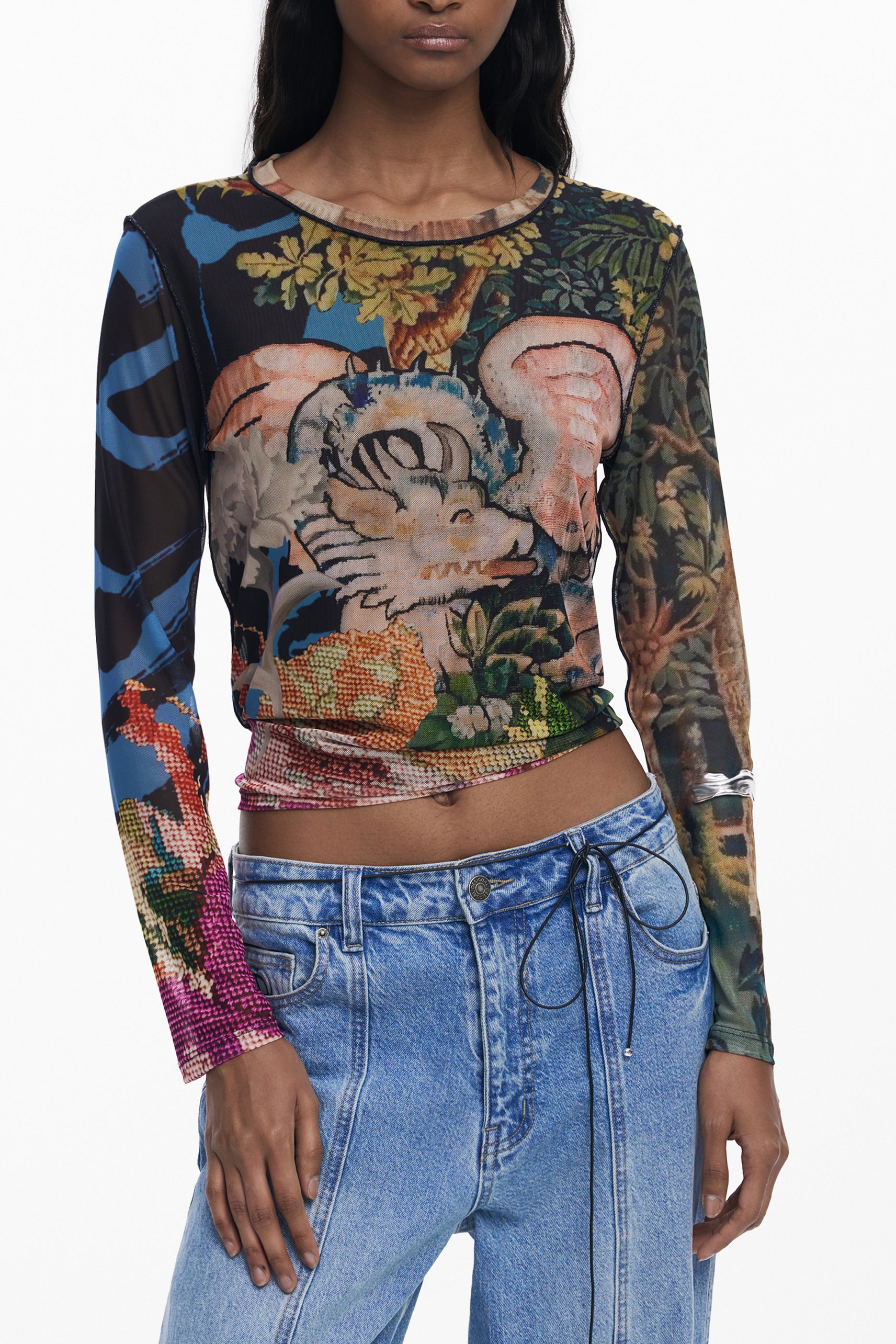 DESIGUAL DESIGUAL WOMEN'S LONG-SLEEVED T-SHIRT BLACK - Nero