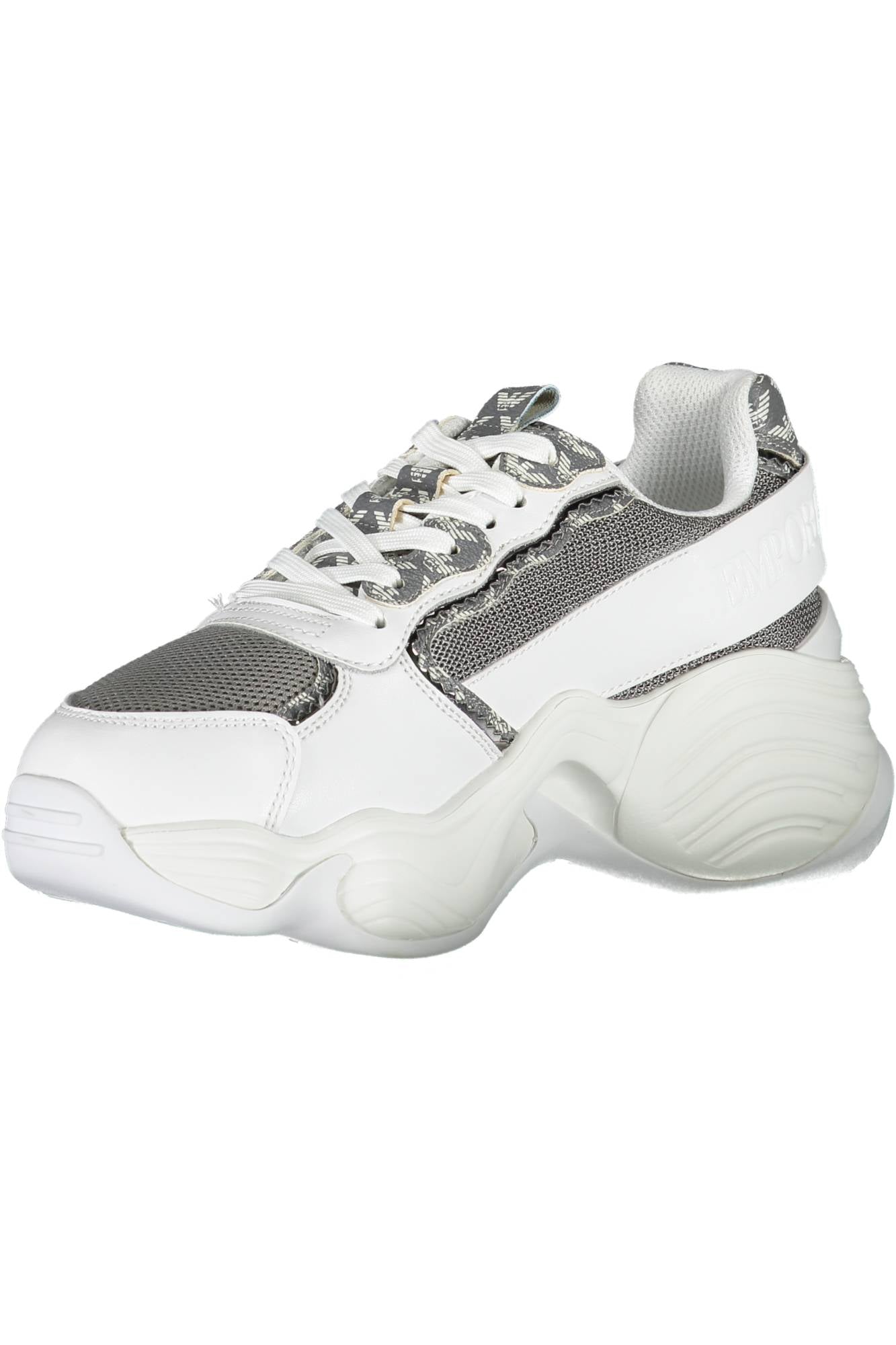 White woman sports shoes