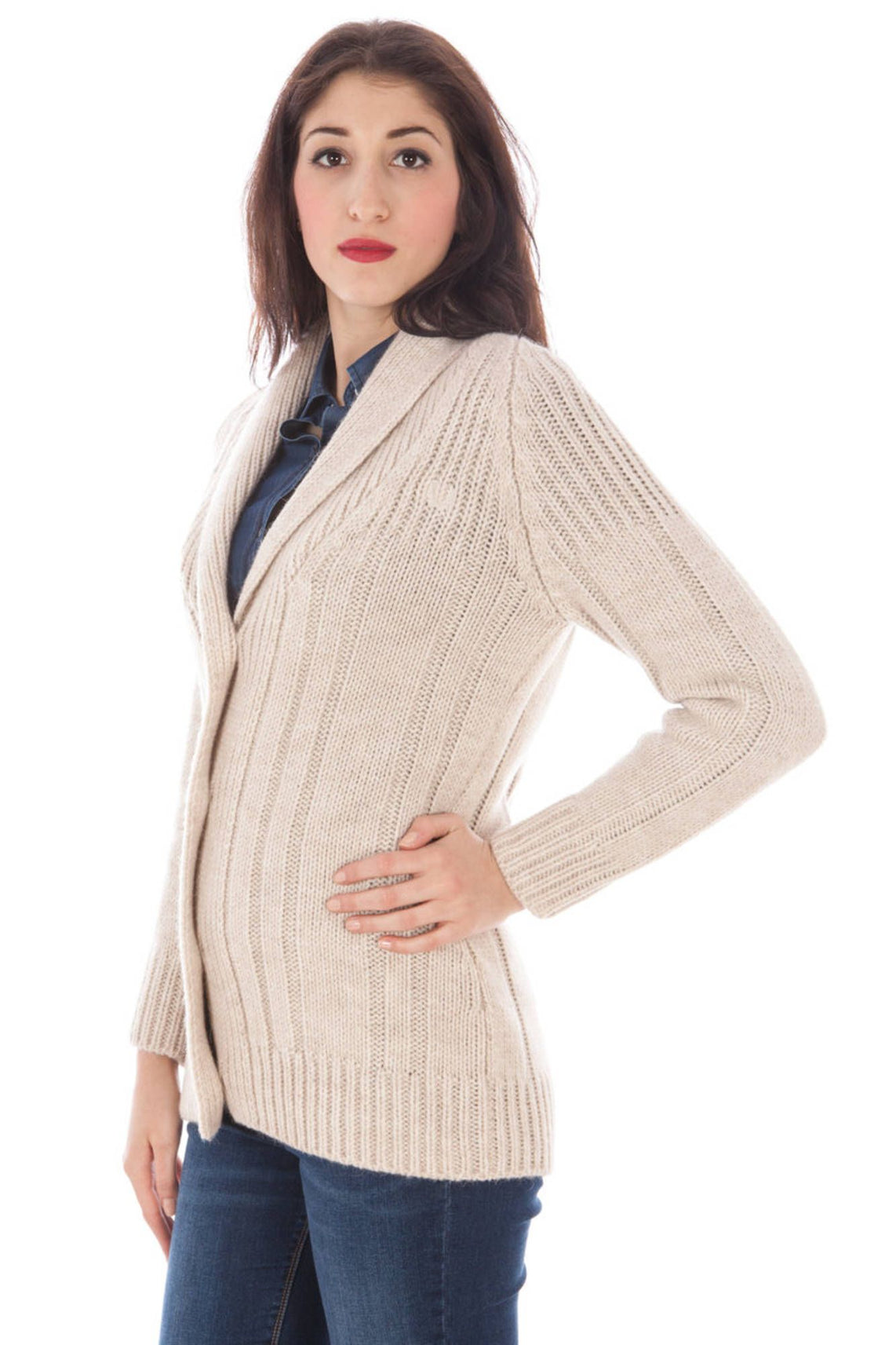 Cardigan woman beige