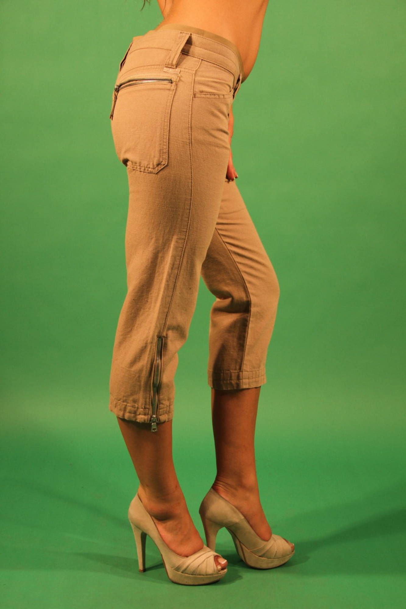 Beige woman pinocchietto pants