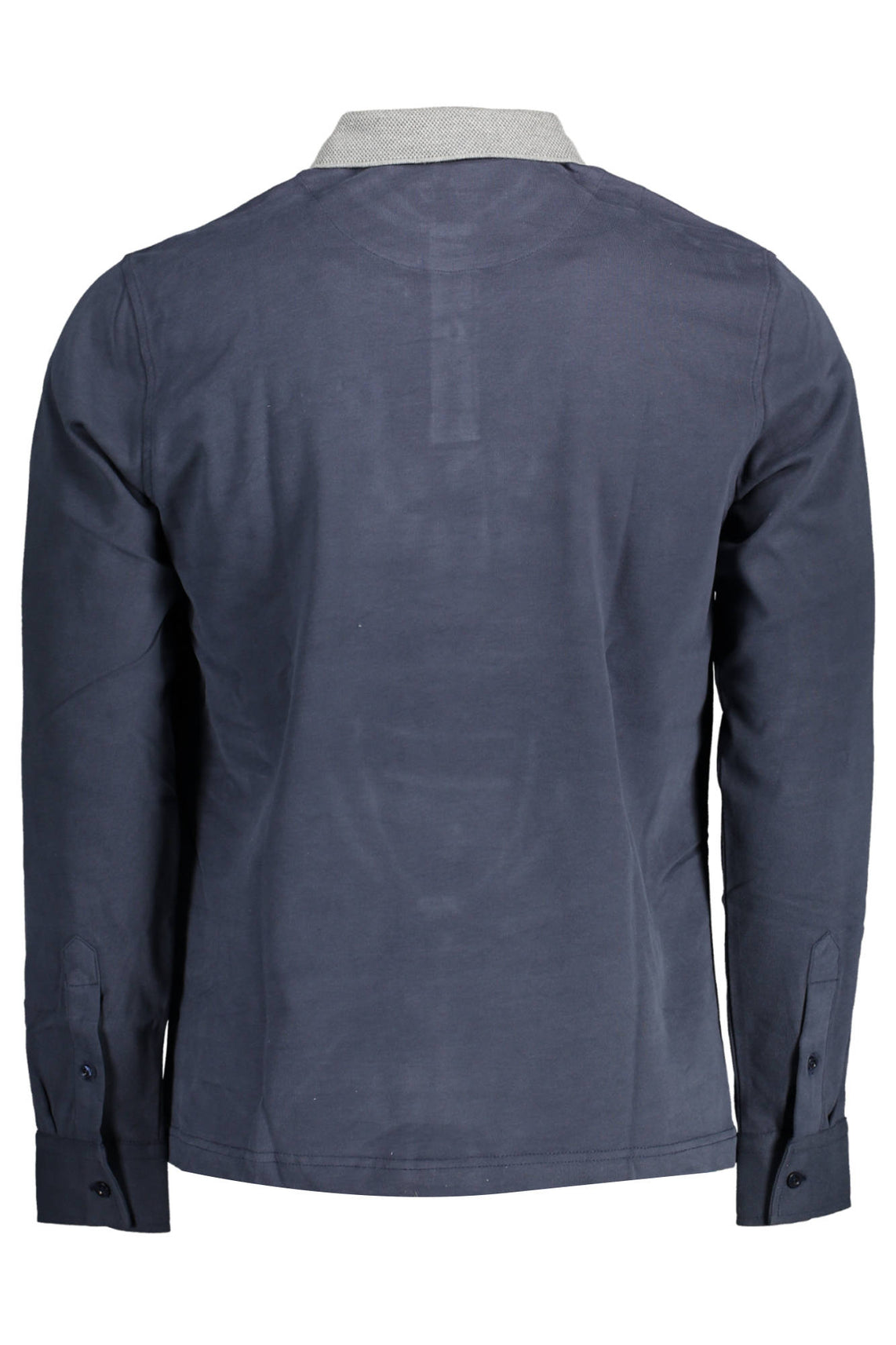 Men's blue long sleeve polo shirt