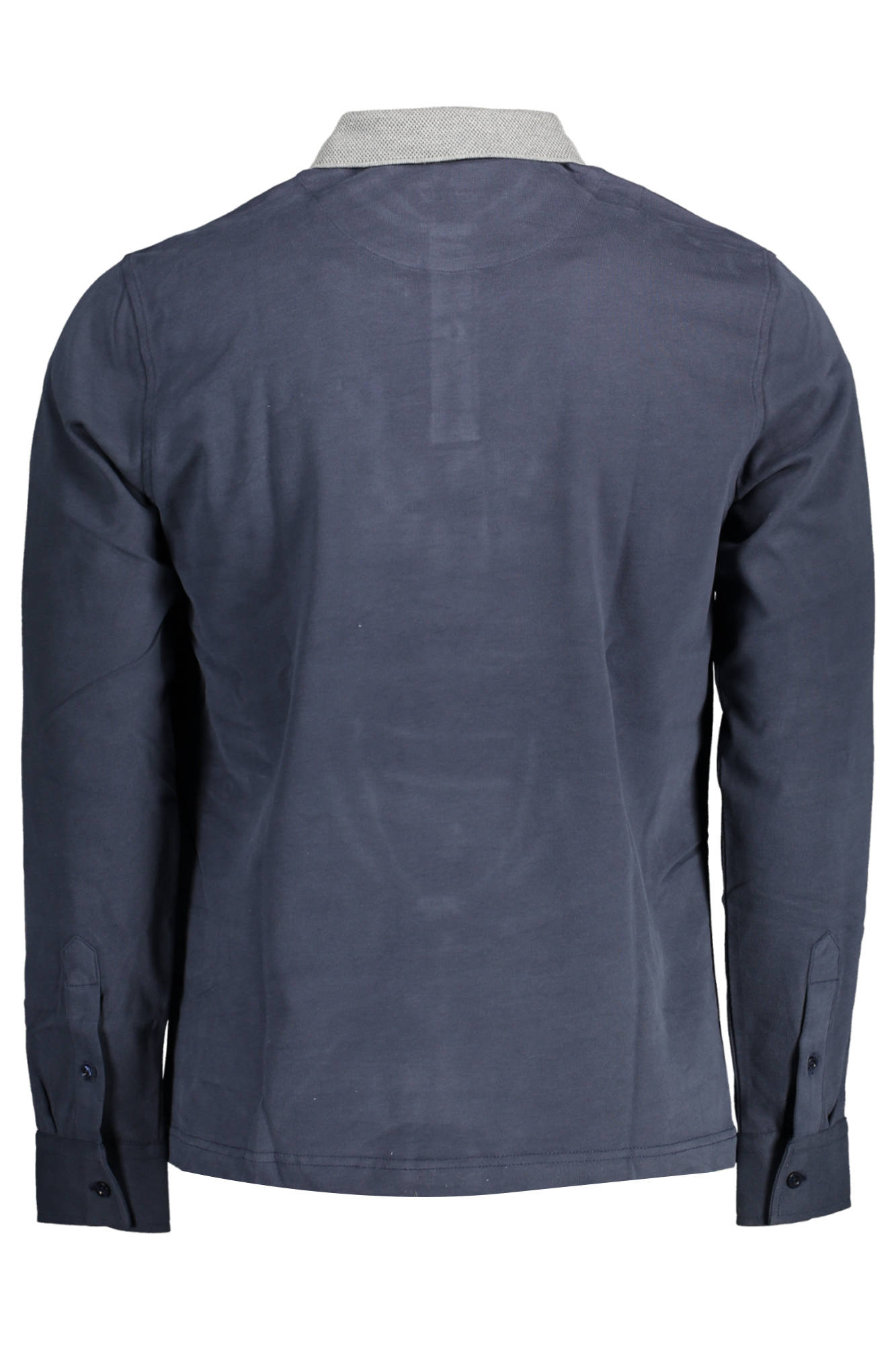 Men's blue long sleeve polo shirt