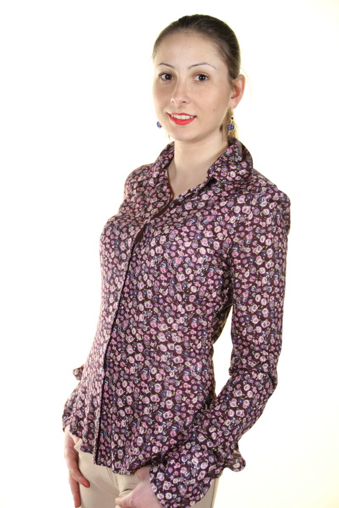 Long sleeve shirt purple woman