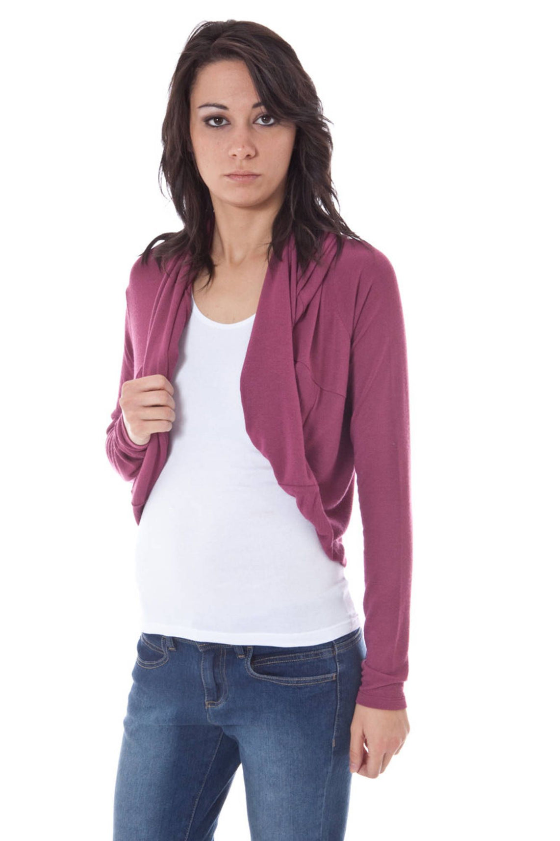 Long sleeve shrugs purple woman