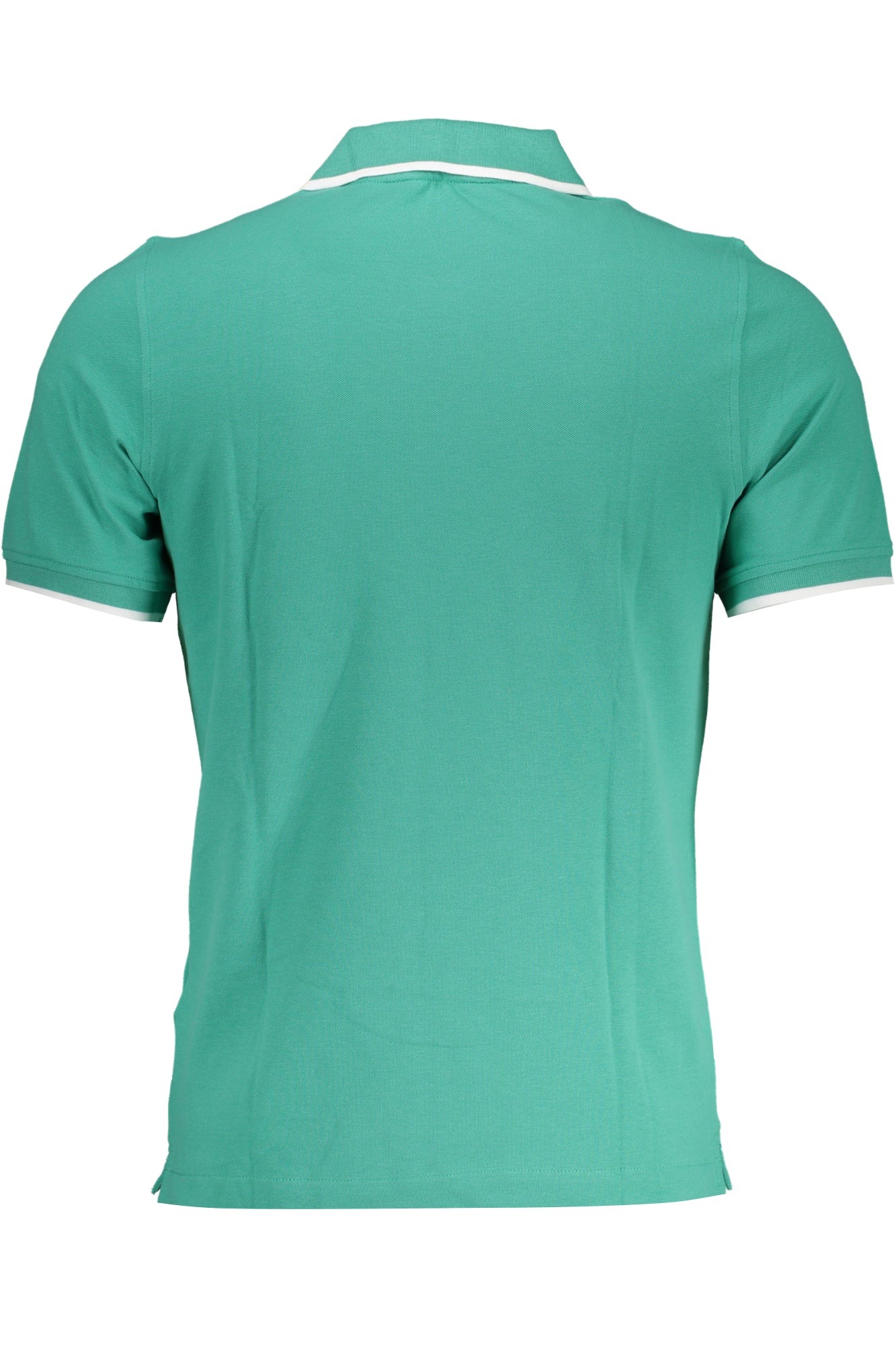 Green men's short-sleeved polo shirt