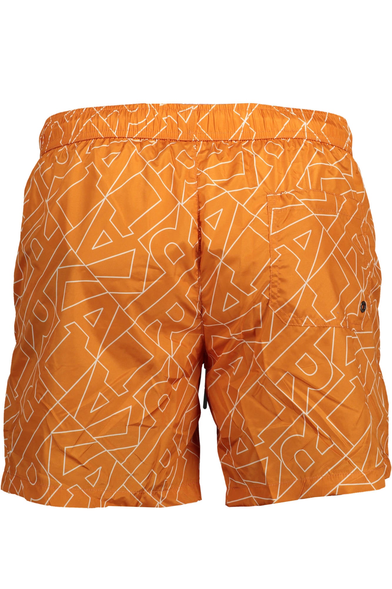 Swimsuit parts under man orange
