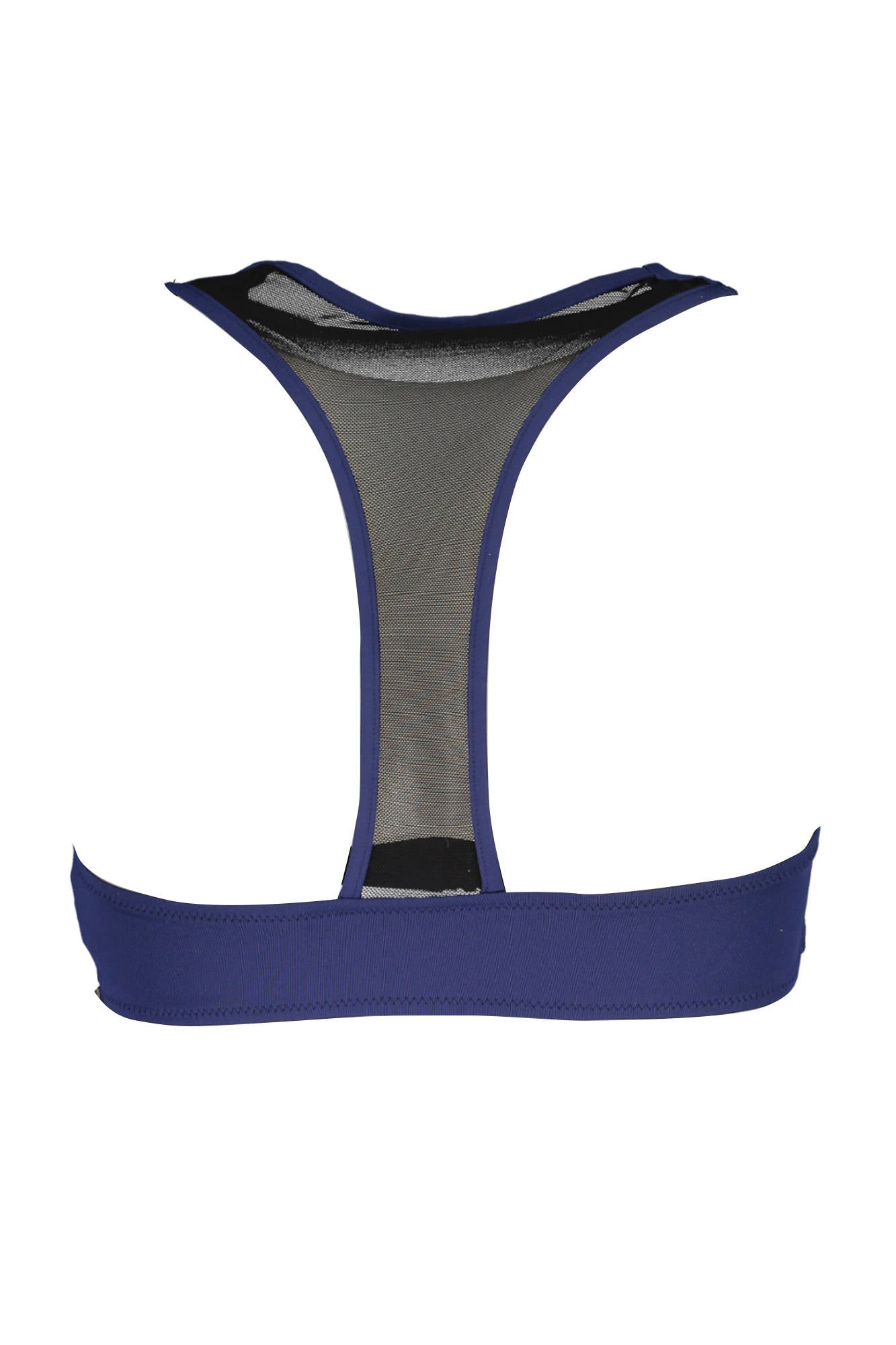 Swimsuit parts above blue woman