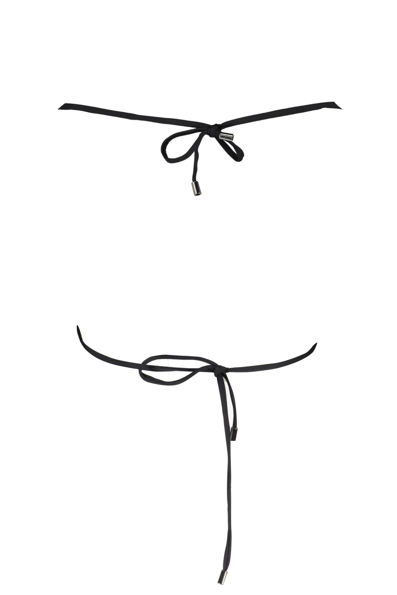 Swimsuit parts above woman black