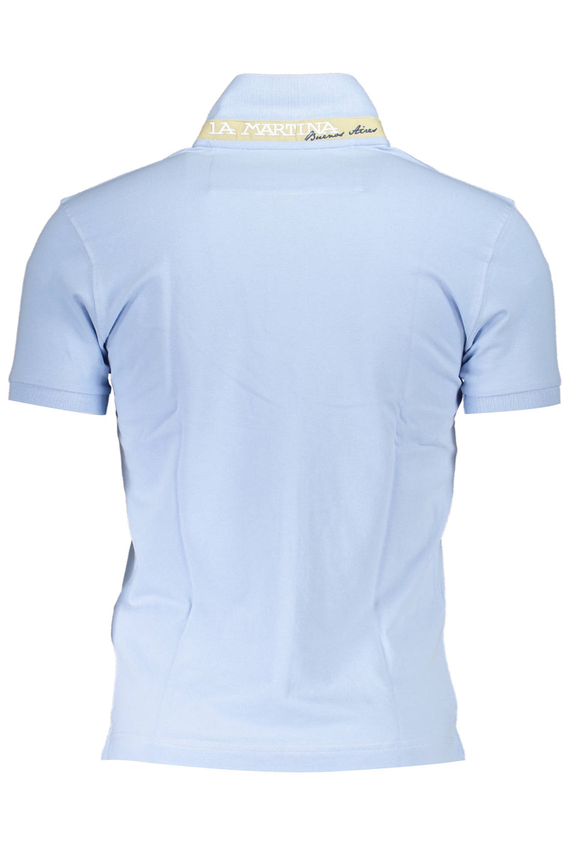 Men's blue short sleeved polo shirt