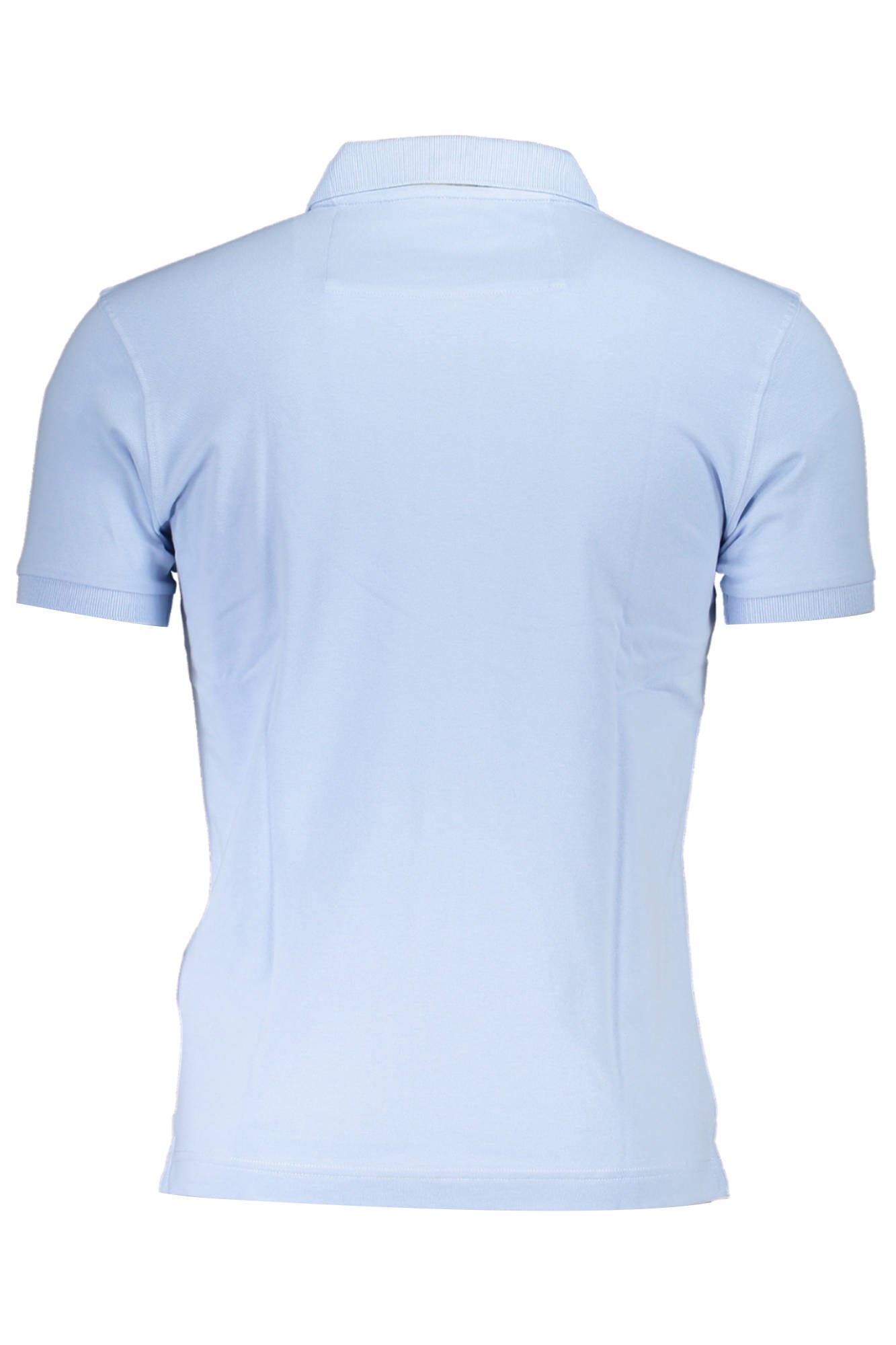 Men's blue short sleeved polo shirt