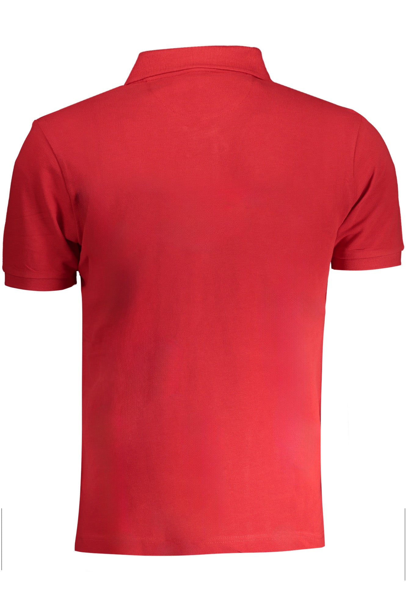 Men's red short sleeved polo shirt