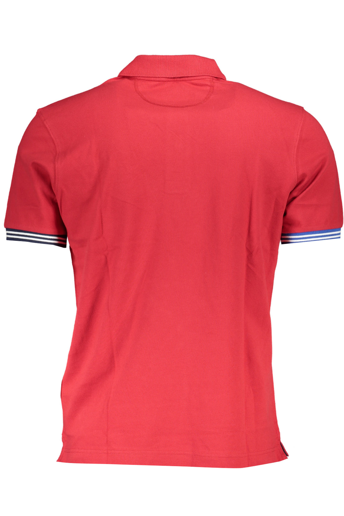 Men's red short sleeved polo shirt