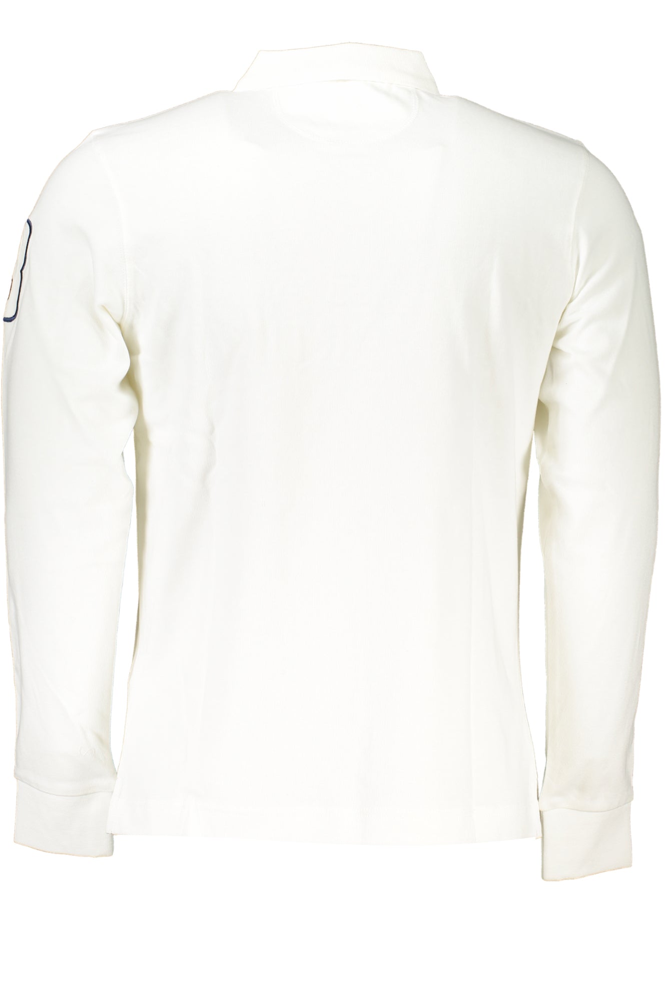 Men's white long sleeve polo shirt