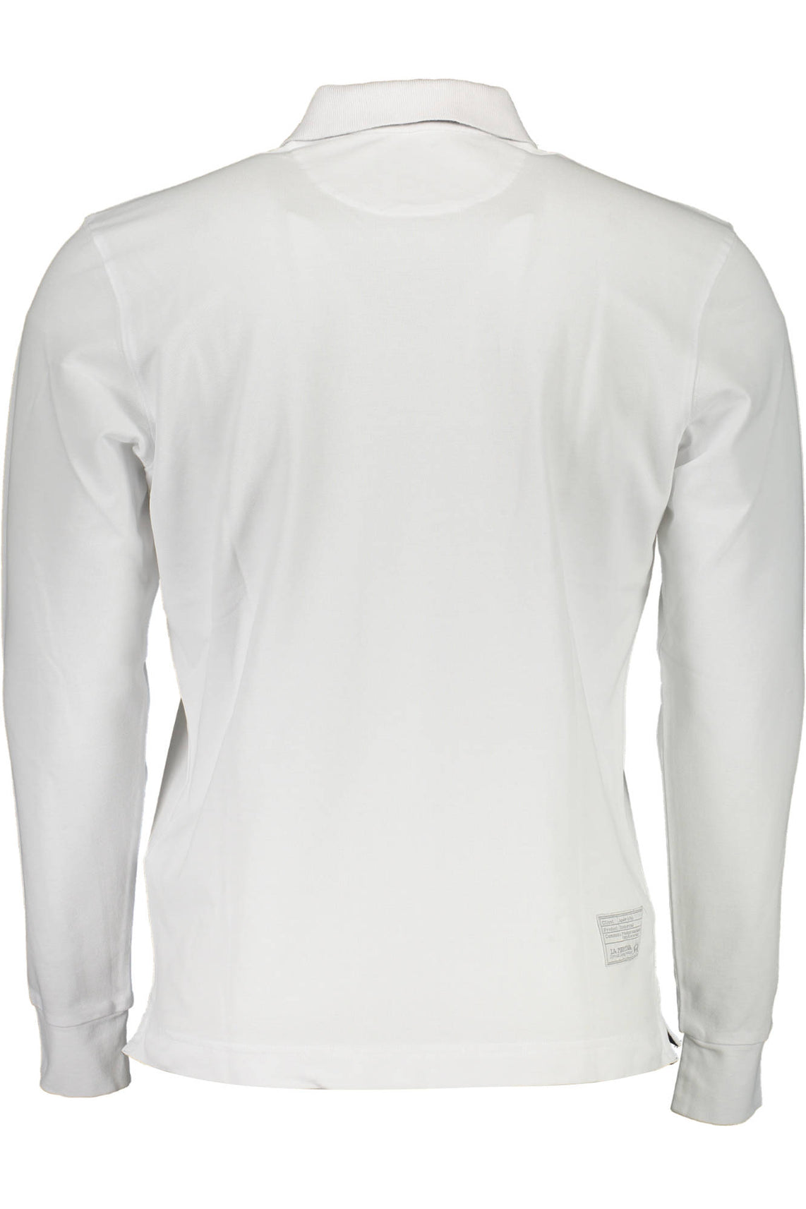 Men's white long sleeve polo shirt