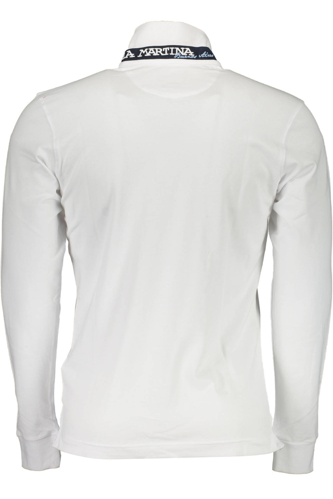 Men's white long sleeve polo shirt