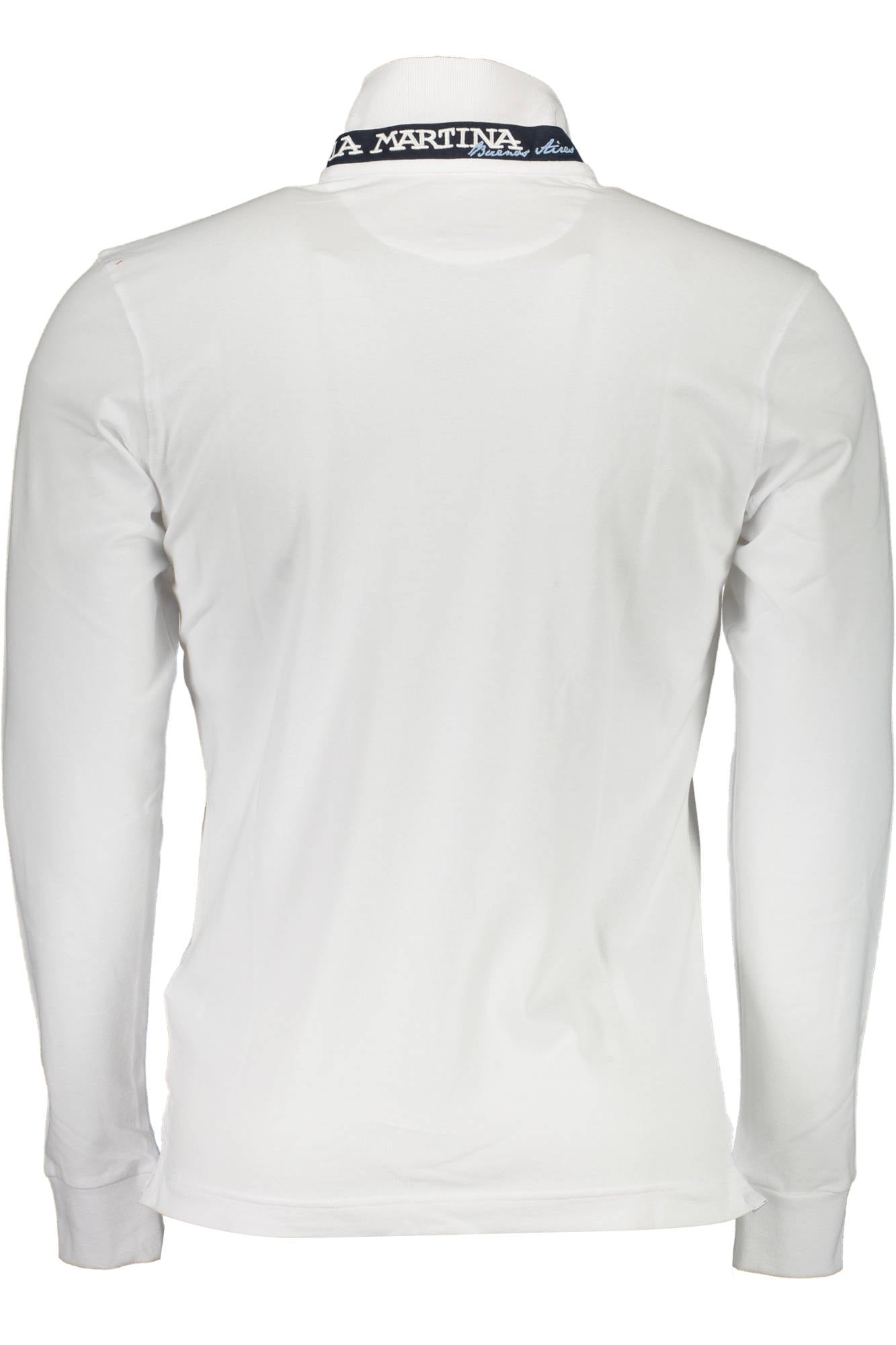 Men's white long sleeve polo shirt