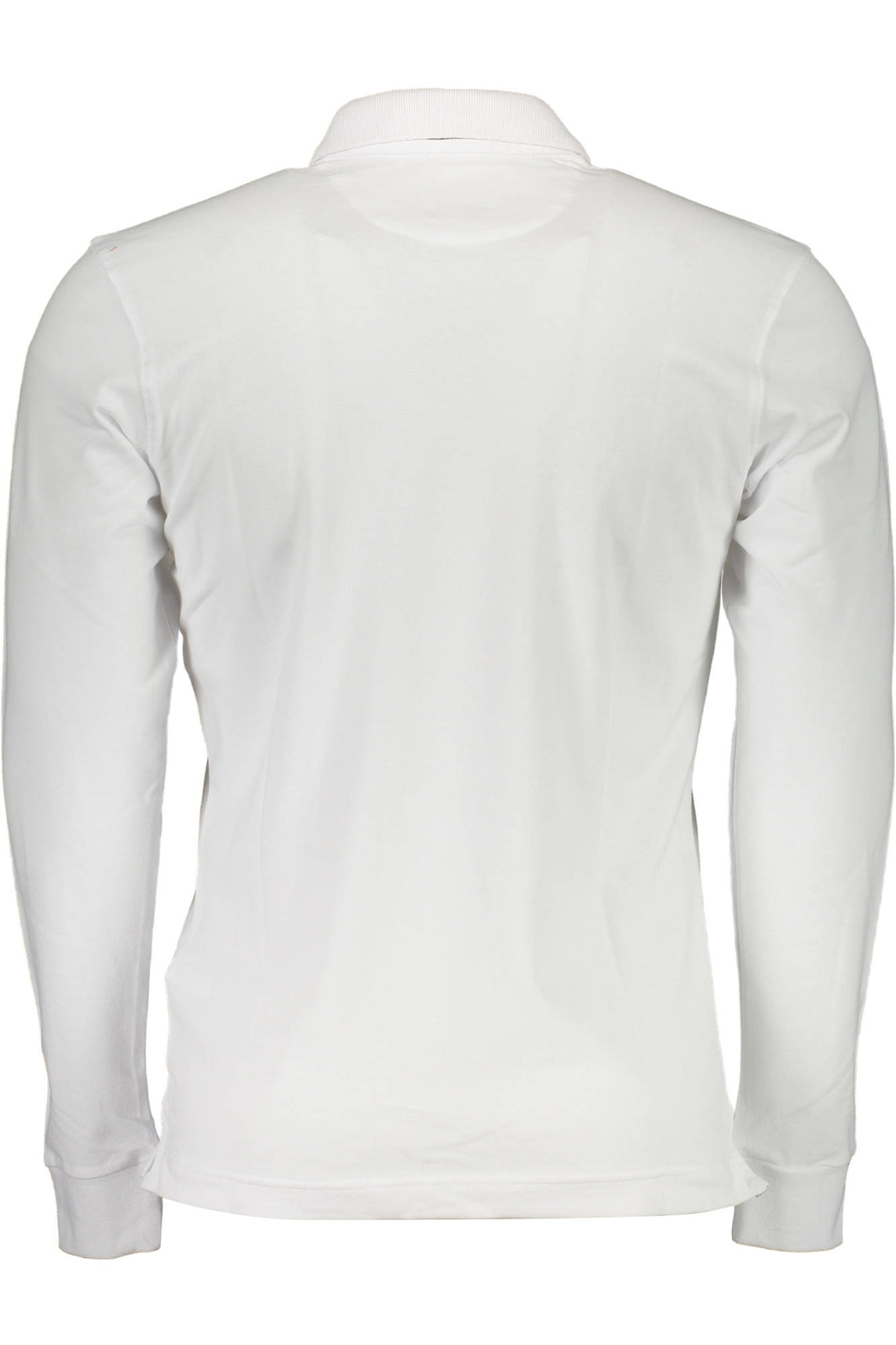 Men's white long sleeve polo shirt