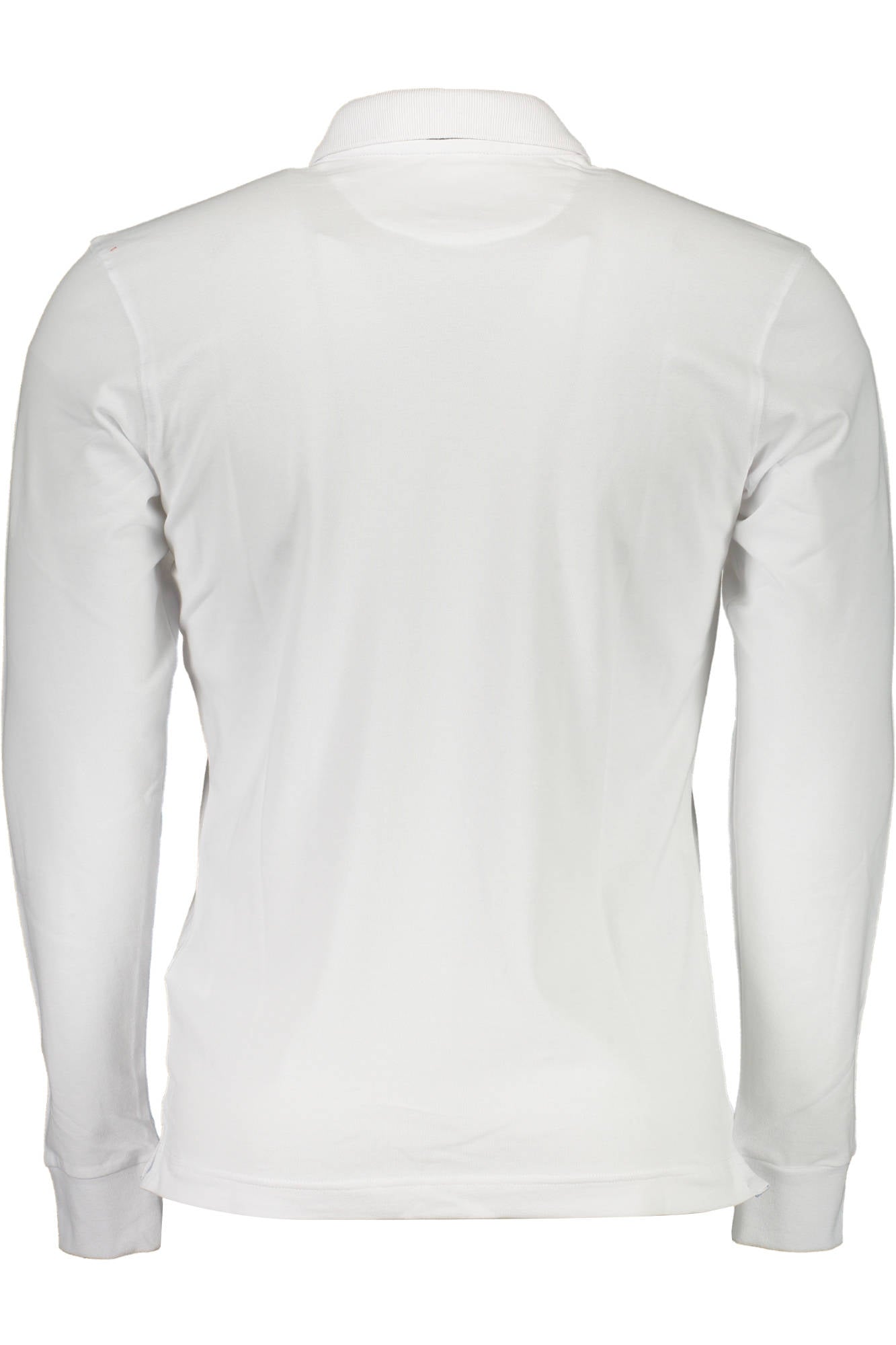 Men's white long sleeve polo shirt
