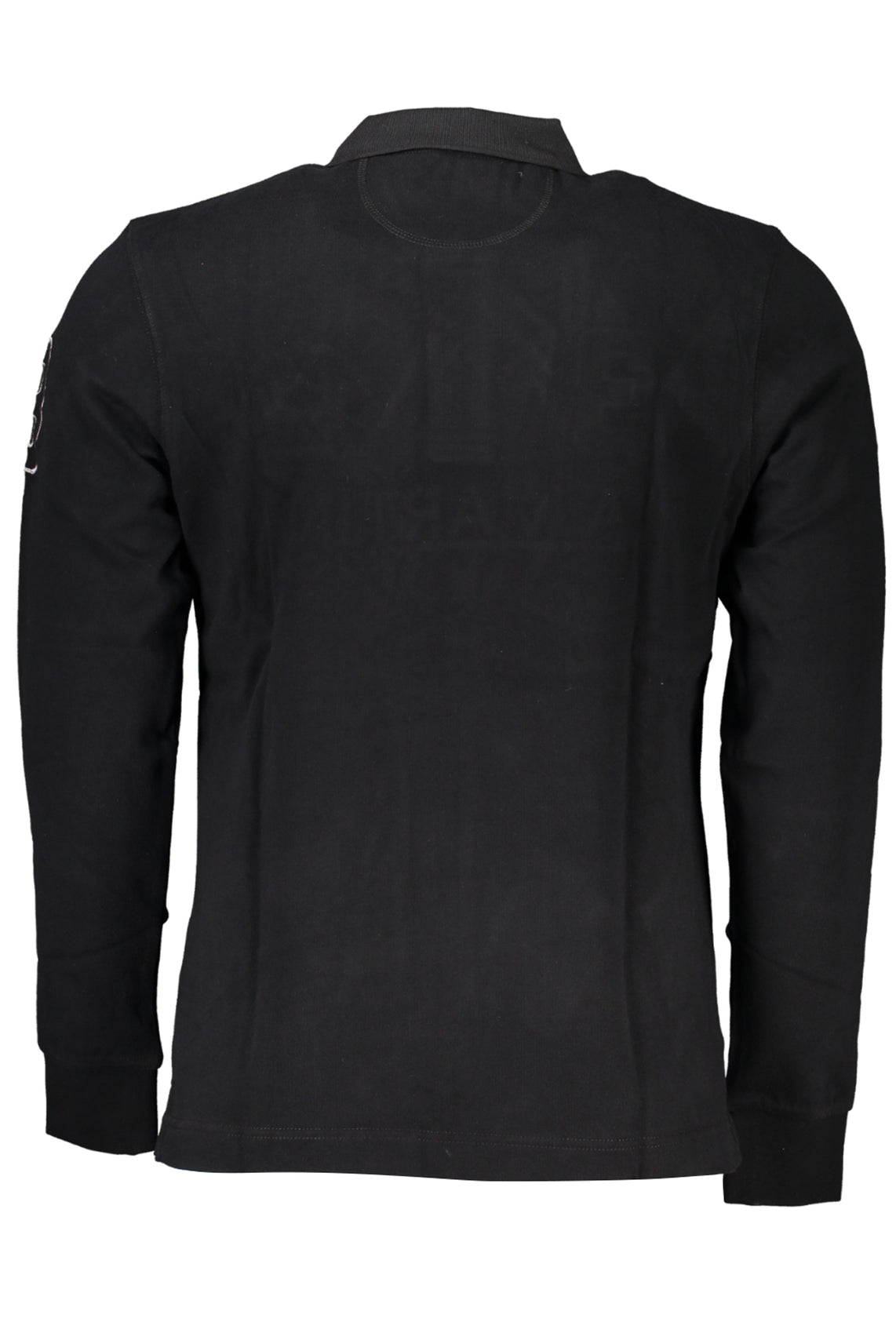 Men's black long sleeve polo shirt