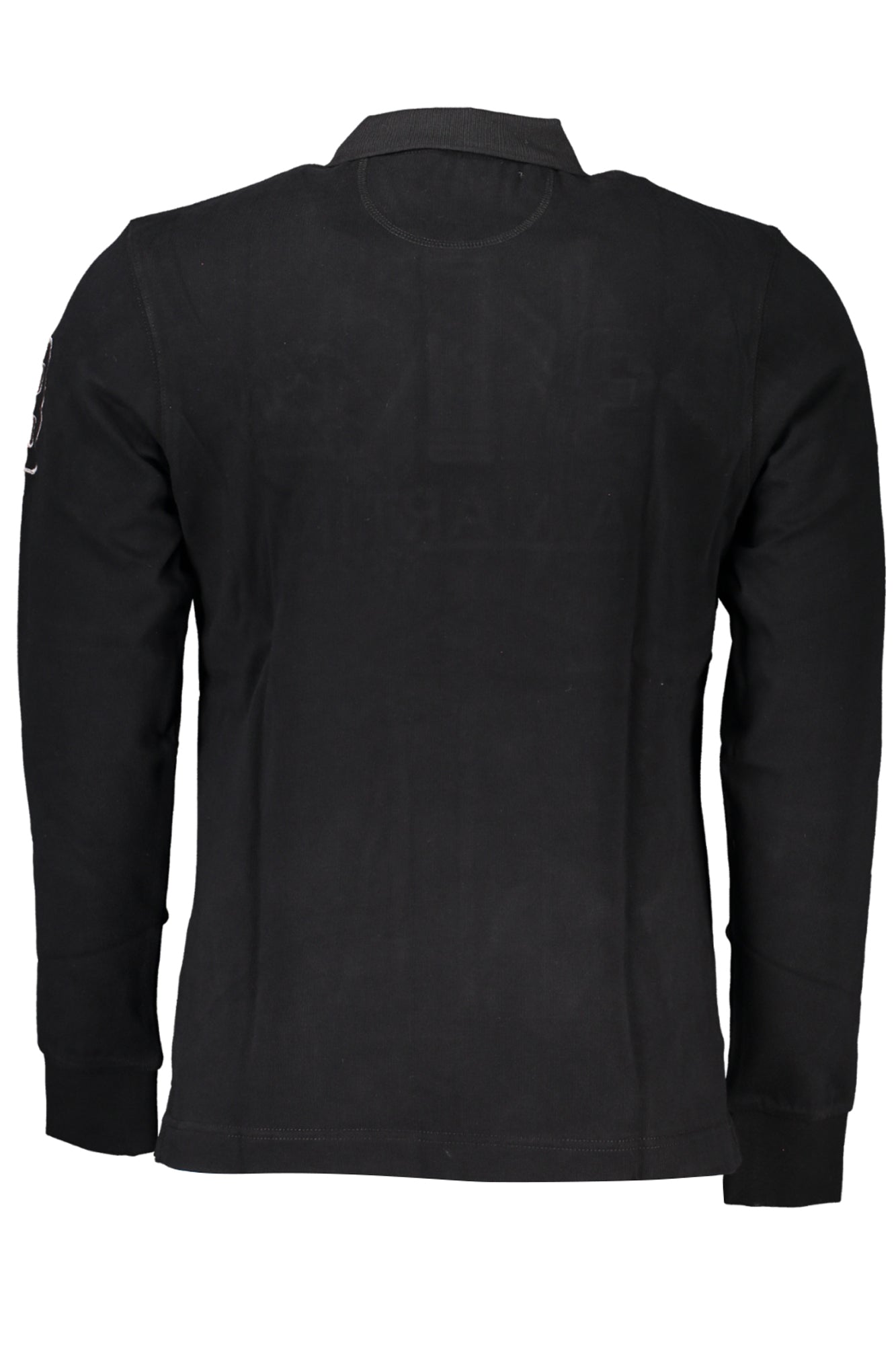 Men's black long sleeve polo shirt