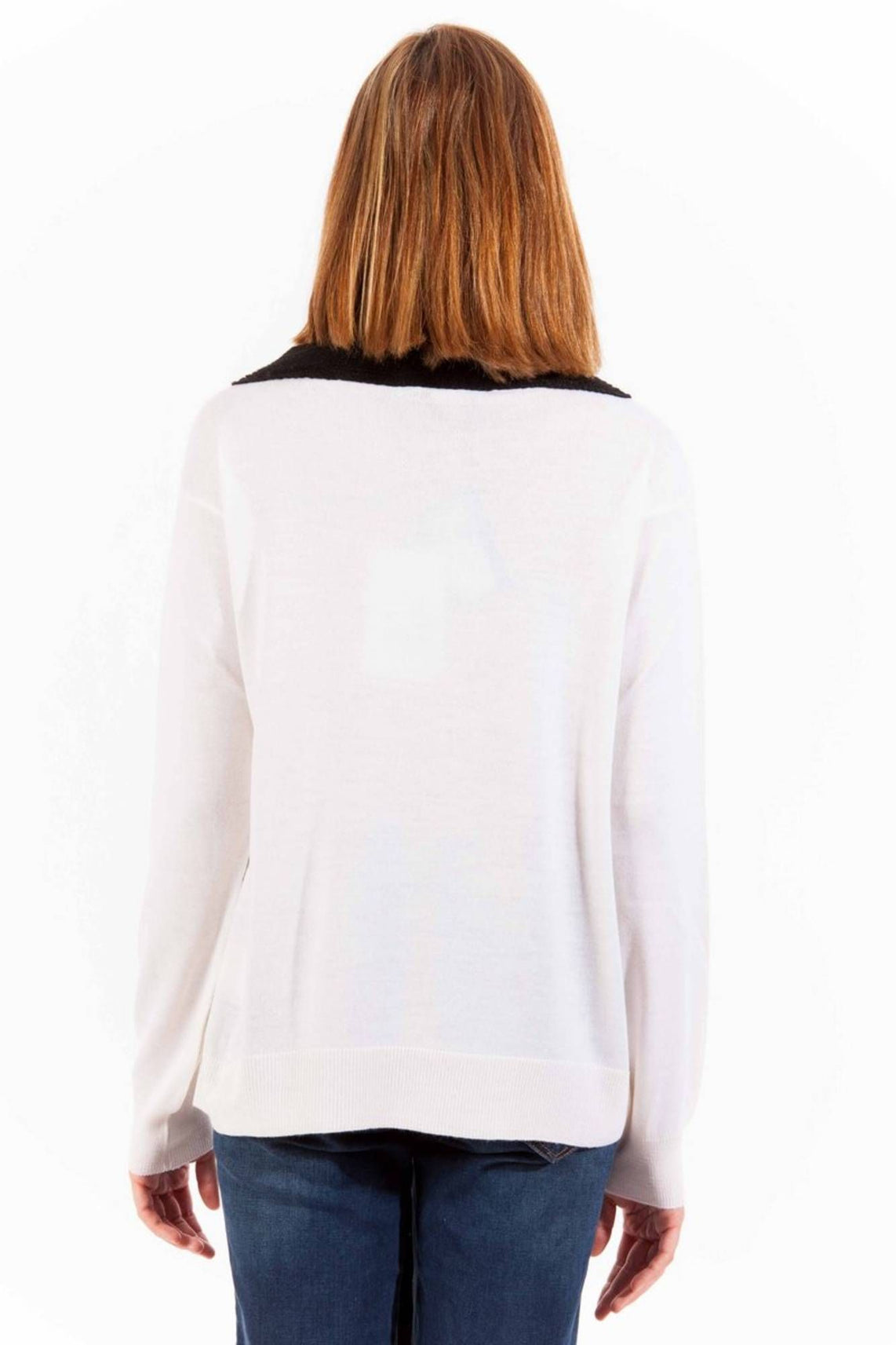 White woman sweater