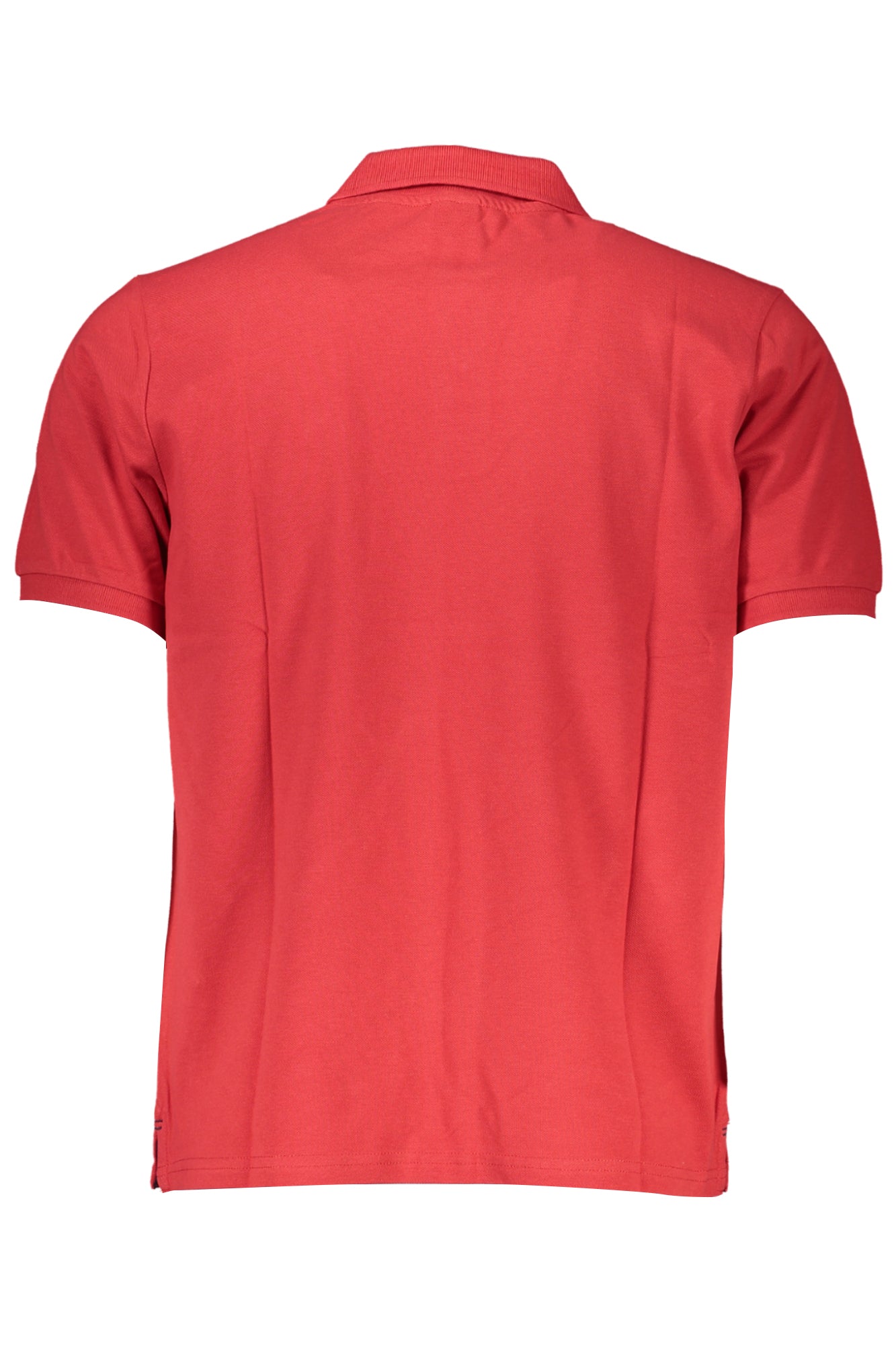 Men's red short sleeved polo shirt