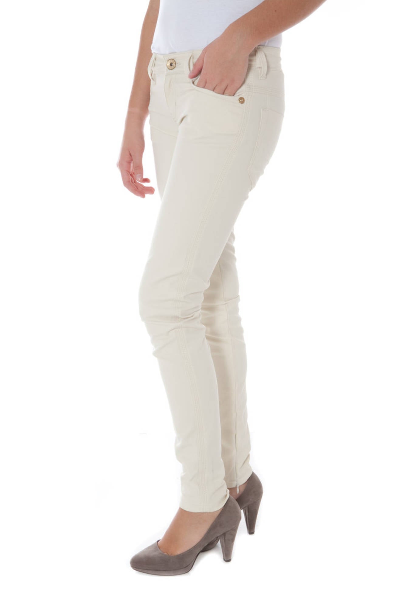 Beige woman trousers