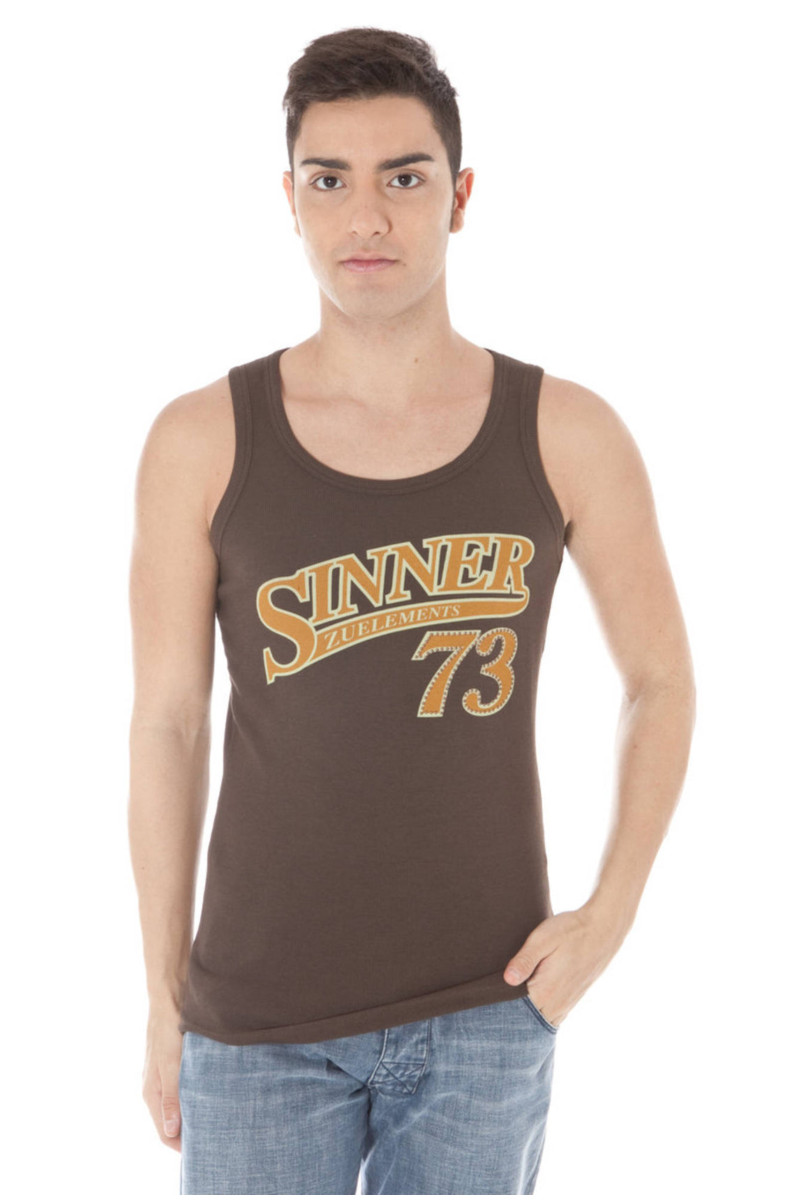 ZUELEMENTS Tank Tops Brown - Z41011346123OH-WILDE