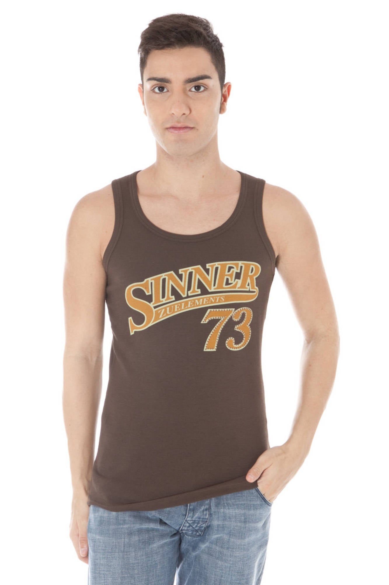 ZUELEMENTS Tank Tops Brown - Z41011346123OH-WILDE